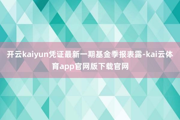 开云kaiyun凭证最新一期基金季报表露-kai云体育app官网版下载官网